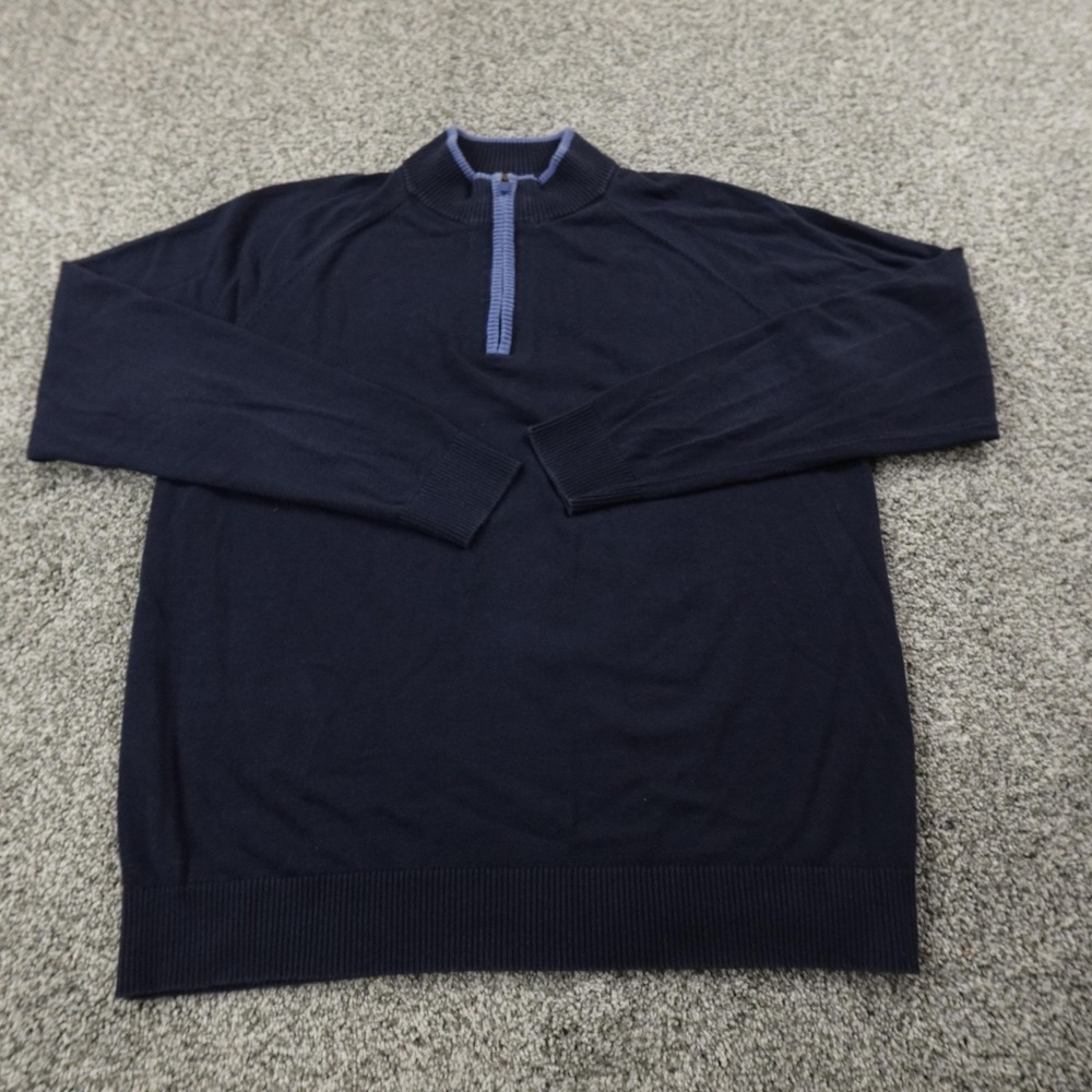 Duluth Sweater‎ Mens L Blue Pullover 1/4 Zip Mock Neck Sweatshirt Outdoor Work